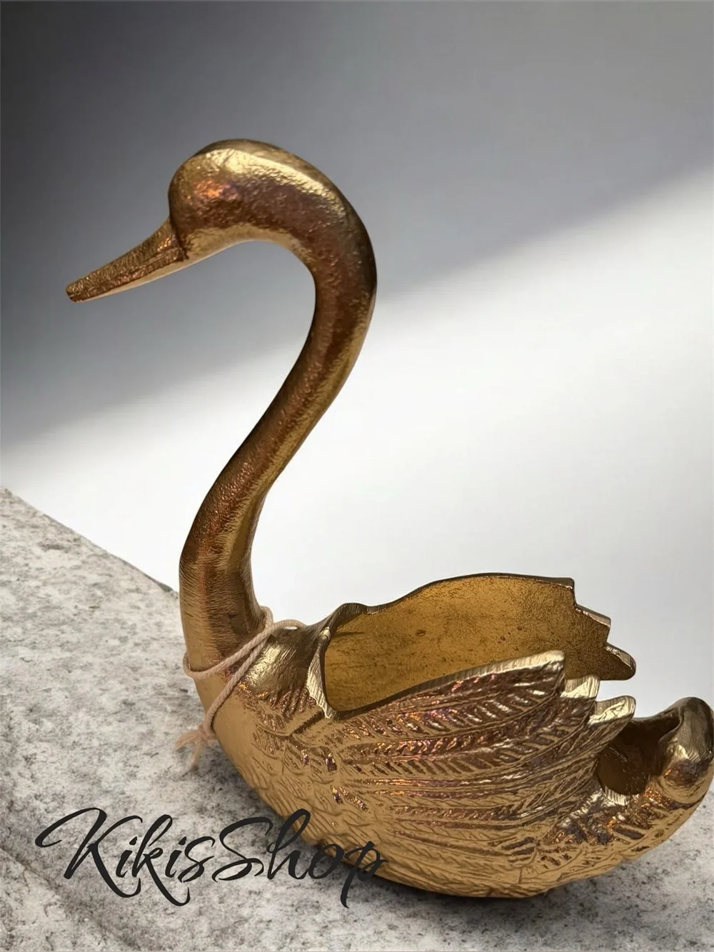 Vintage Brass Long Neck Swan Home Accent Decor